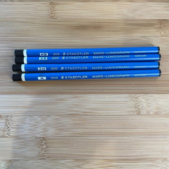 Vintage Staedtler Mars Lumograph HB/2B/3H Lead Holders set of 4 Germany Blue - Picture 6 of 6